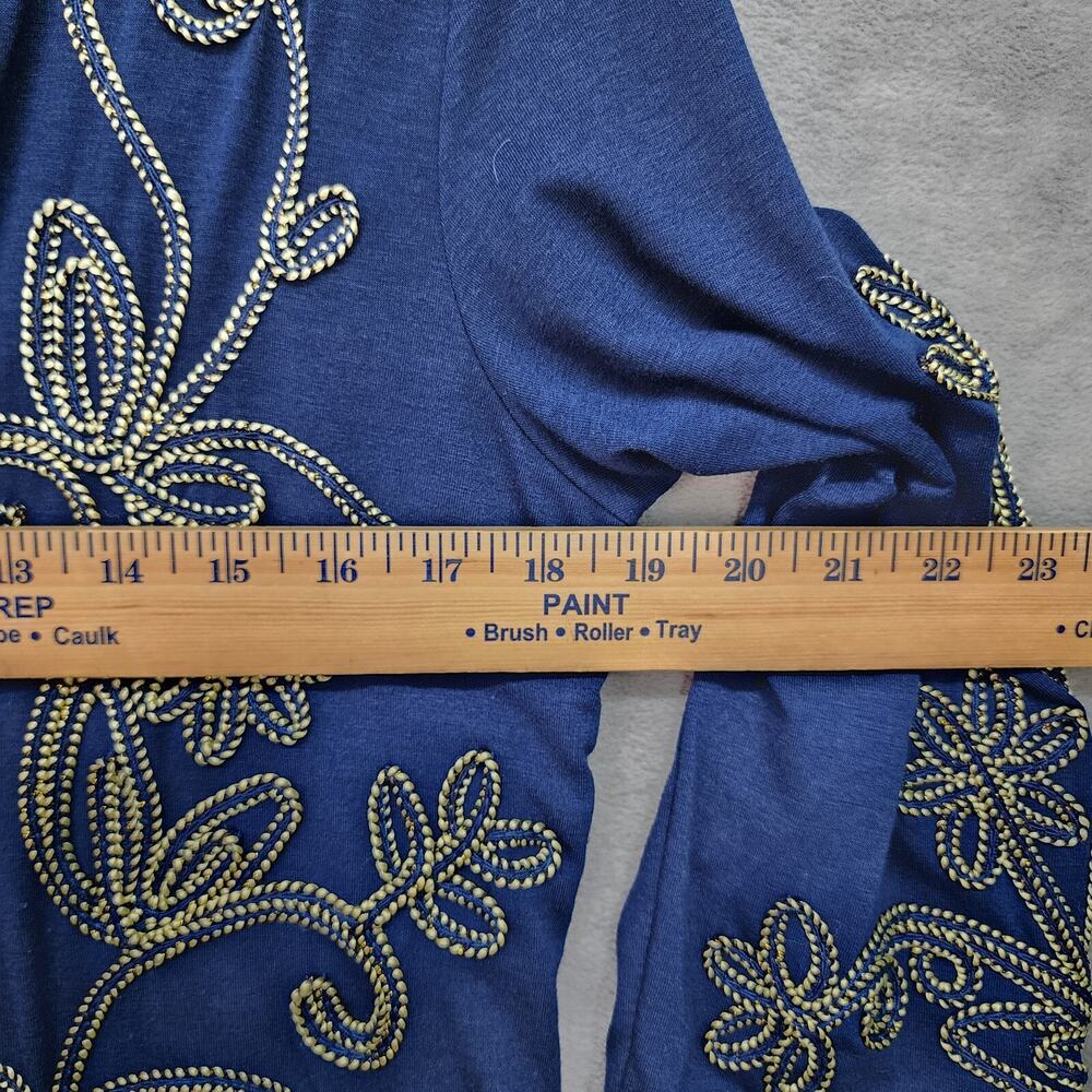 Objects D’Art Jacket Women MEDIUM Navy Blue Soutache Gold Trim Boho Cardigan - Picture 13 of 15